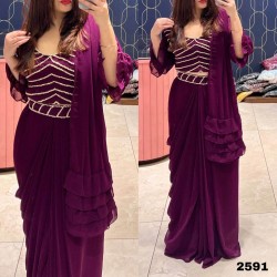 Pre drapped saree with stitched blouse for party and wedding